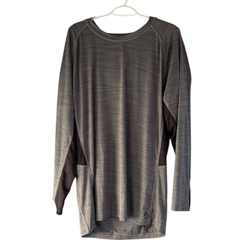 Hang Ten Mens Swimshirt Grey Black Size XL Back Zipper Pocket